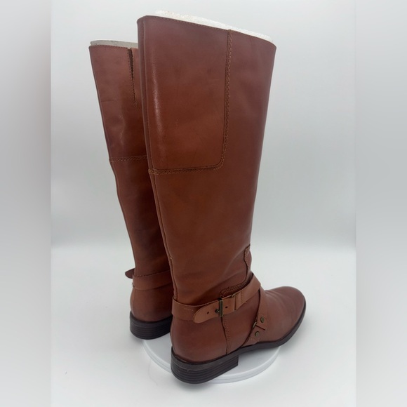 NINE WEST Brown Leather Riding Boots Shoe Flat Tall Equestrian Women Blogger 9.5 - Picture 9 of 15